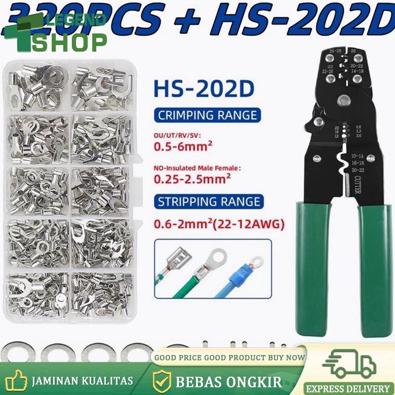 Berkualitas (Skun Kabel 320 Pcs+Tang)Terminal Kabel Wire Crimp Conector Kit With Plier Tang/320Pcs S
