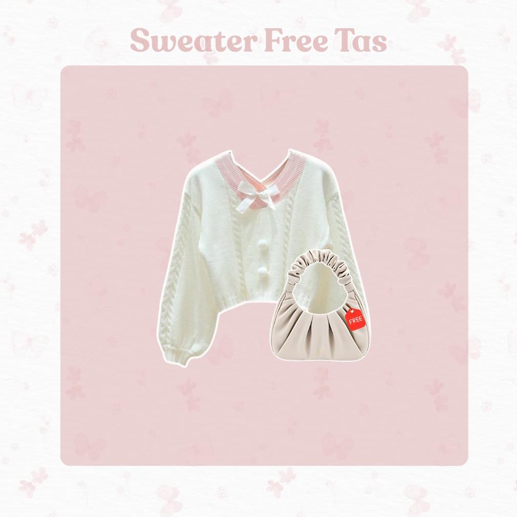 Promo One Set Korean Style | Ootd Wanita Kekinian (Sweater Rajut Kawai, Rok Susun Hyget, Hijab Segie