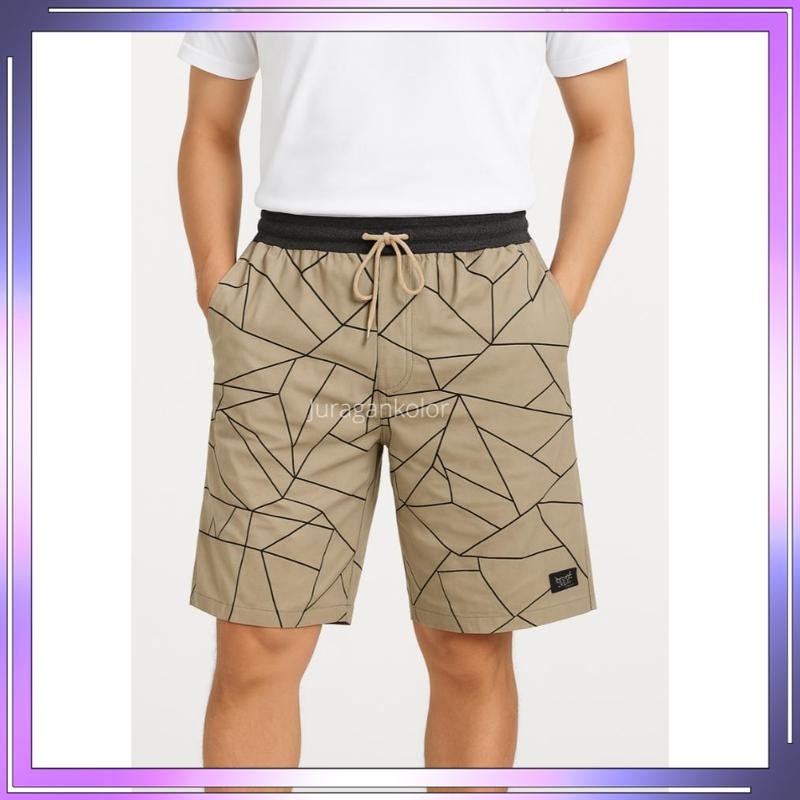 Diskon Celana Pendek Pria Dewasa Motif Abstrak Chino Cowok Short Pants Rib Kekinian IMI-15