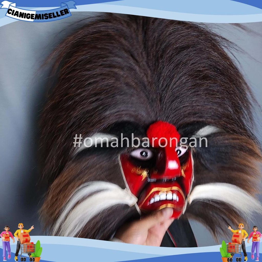 Topeng Ganongan Premium Full Bulu Kuda Asli Rambut Nyulak Terlaris
