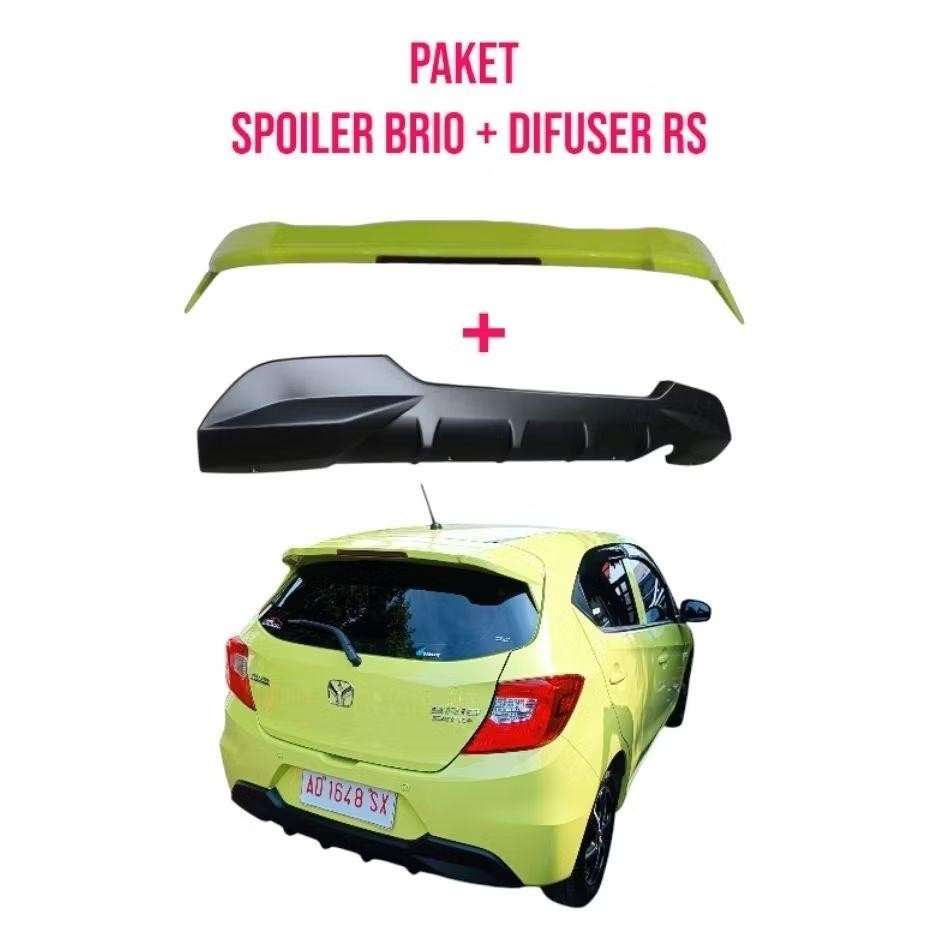 paket spoiler Brio RS + diffuser Brio RS 23 / difuser Brio RS model terbaru + spoiler RS