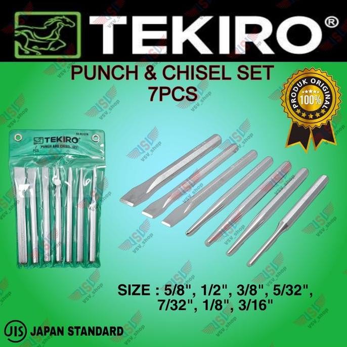 

Promo TEKIRO Punch and Chisel Set 7pcs Pahat Besi Penitik Pin Punch Cold Chisel COD