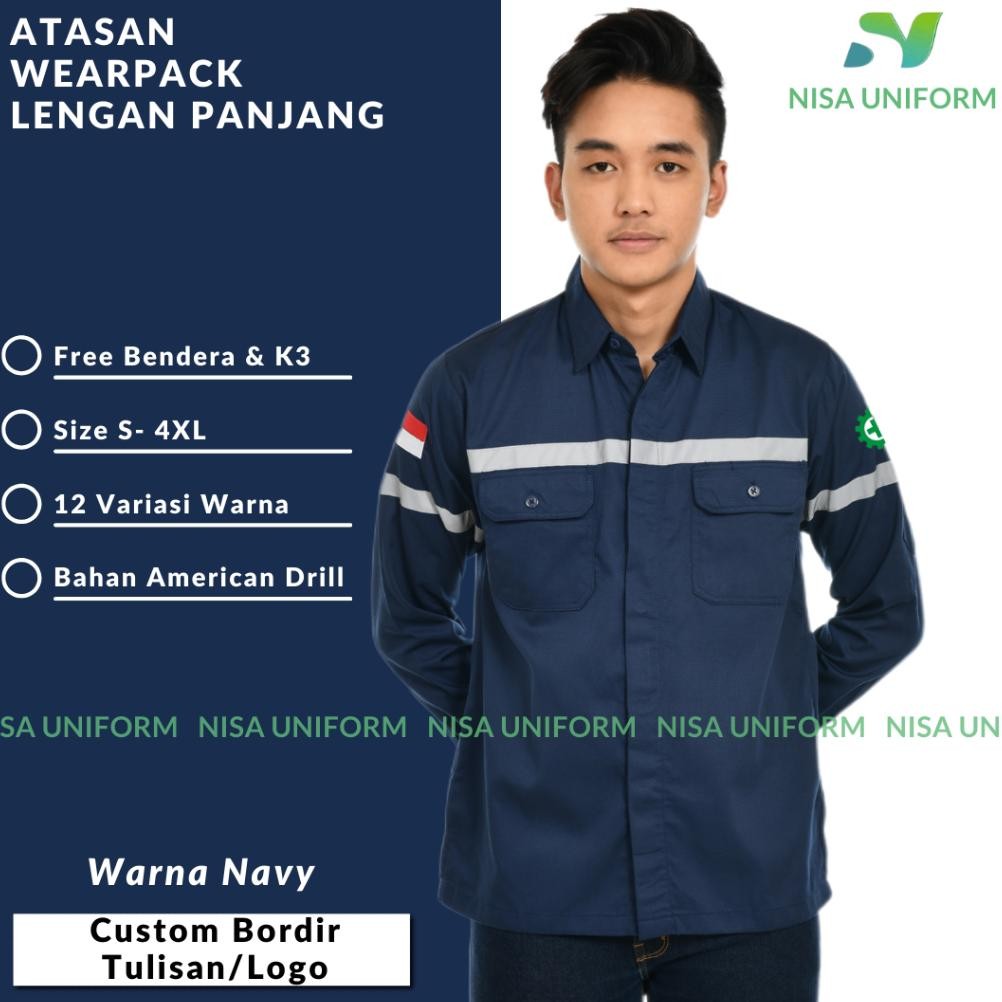 Baju Kerja Proyek/Seragam Kerja Lapangan/Safety Lengan Panjang/Baju Proyek Safety/Baju Wearpack