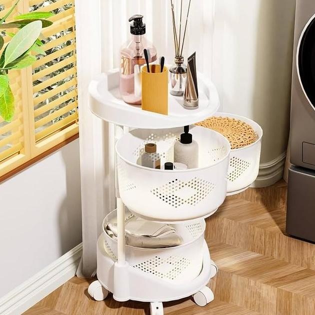 Shenar Troli Susun 3 Layer Rak Dapur Keranjang Sayur Mainan Serbaguna Keranjang Penyimpanan Buah Say