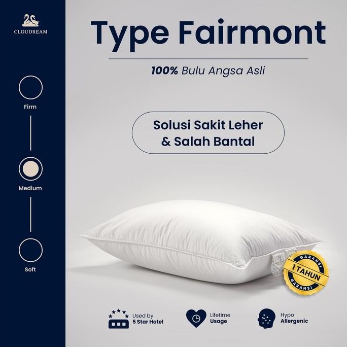 Bantal Hotel Fairmont 100% Bulu Angsa Asli - Garansi 1 Tahun | Free Bubble Wrap