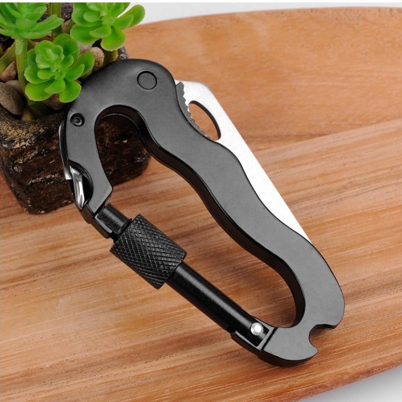 carabiner 5 in 1 - Pisau lipat karabiner - gantungan kunci outdoor