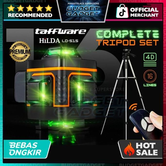 

HOT SALE! Taffware HILDA Mesin Self Leveling Laser Level 4D 3D 16 Line with Remote Waterpas Laser Pengukur Kemiringan Lantai Dinding Keramik - LD-515