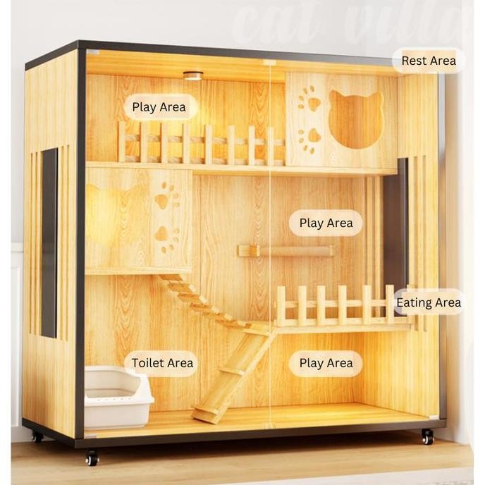 

PaPaPet Villa Kandang Di apartemen yang memiliki menara besar, rumah taman bunga besar yang dapat menampung dua kucing dewasa, taman bermain, sofa kuku palsu, kandang, kasur, tempat tidur telur dan seng AS