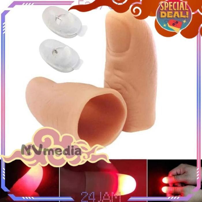 Trending 2Pcs/Set Sulap Jempol Led Menyala Lampu Jempol Alat Jempol Palsu Sulap Alat Sulap Jari Untu