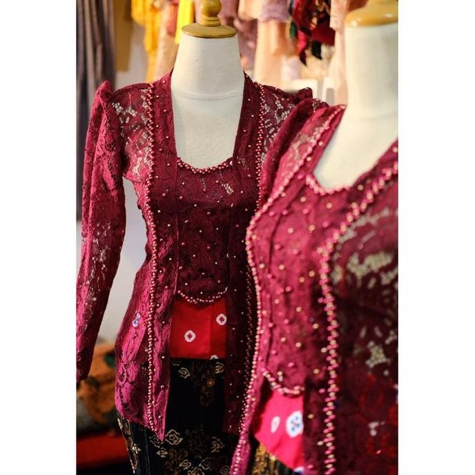 Kebaya Kutubaru Lengan Balon Brukat Modern Kondangan Wisuda Lamaran Premium