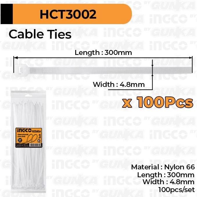 

PROMO - 00-Pcs Cable Ties (0cm Putih) INGCO HCT002 Tali Kabel Tis Tie Nylon