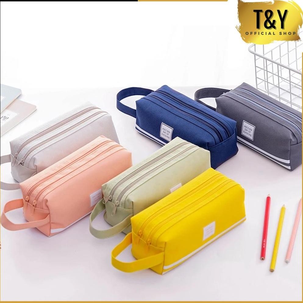 

Vf-52 T&Y Kotak Pensil Stationery Dual Zipper Dompet Pensil 2 Pouch Dua Sisi Resleting Tempat Alat Tulis Perlengkapan Sekolah