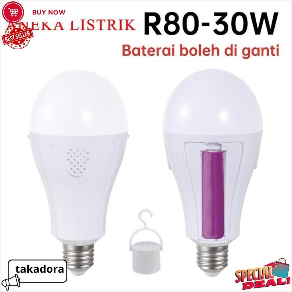 Emergency Led 30W / Lampu Magic / Bohlam Emergency / Lampu Padam / Bonus Fitting / Terang Termurah B