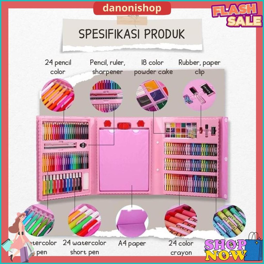 

208 Pcs - Art Crayon Set Pensil Warna Lukis Menggambar Pastel Anak Full Set | Alat Mainan Edukasi Belajar Anak Terlaris