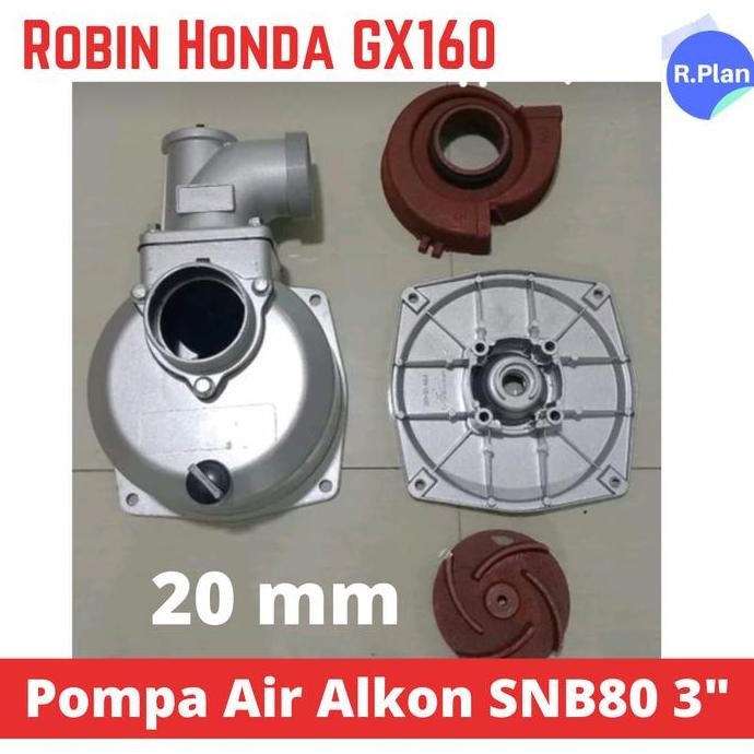 TERBARU - Pompa Air Alkon SNB80 3" impeller 20mm utk Robin Honda GX160