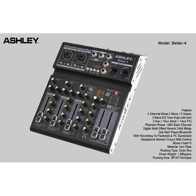 Mixer Audio Ashley Better 4 Original 4 Channel Mixer Bluetooth