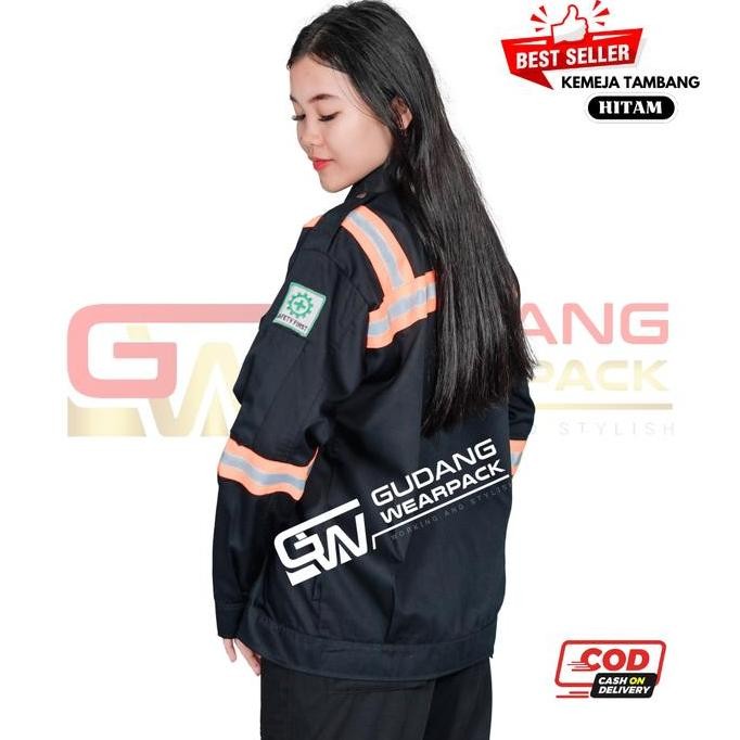 Wearpack Safety Atasan Lengan Panjang Warna Hitam Polos