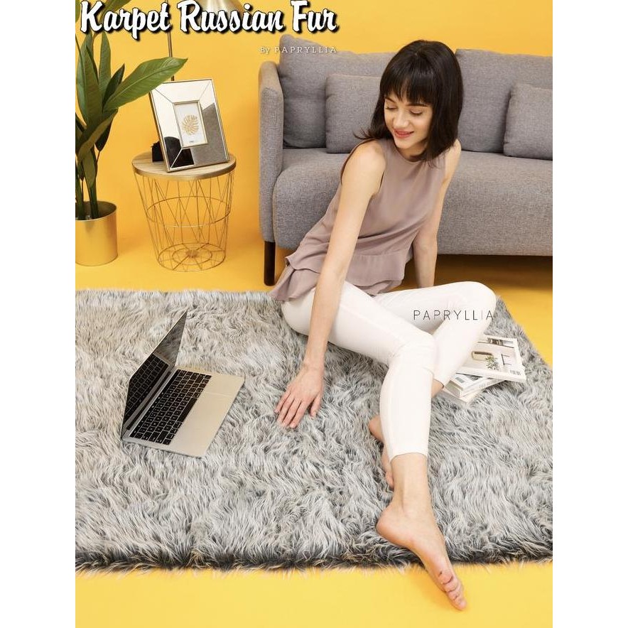 TERLARIS - Karpet Bulu Korea Un 00x0cm - Abu Abu ( Bawah Polos)