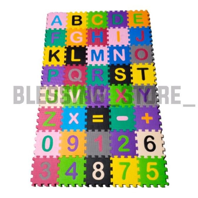 PROMO - Karpet puzzle Angka dan huruf x cm tebal 2 cm isi 40 pcs Playmate/matras puzzle/karpet