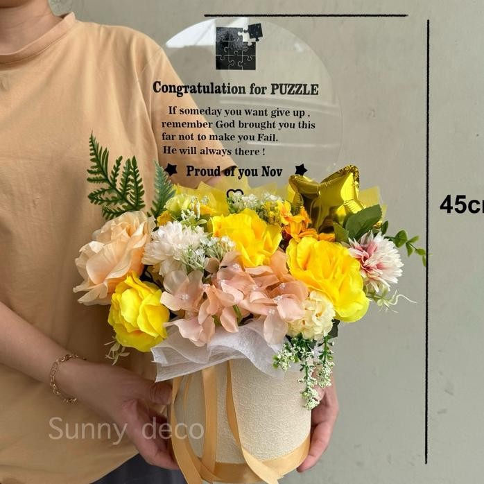 N23Jam Bloom Box Wisuda Papan Bunga Acrylik Bloombox Akrilik Ulang Tahun Papan Bunga Congratulation 