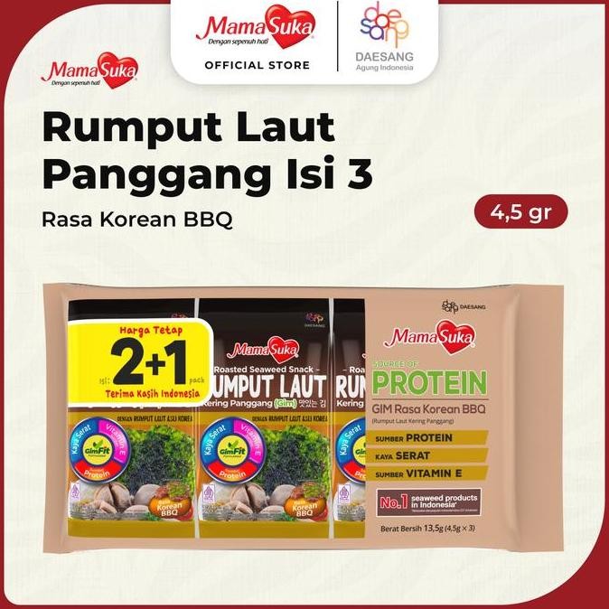 

Mamasuka - Rumput Laut Panggang Barbeque Isi 3 @4,5 Gr (Sample Tidak Dijual Satuan)