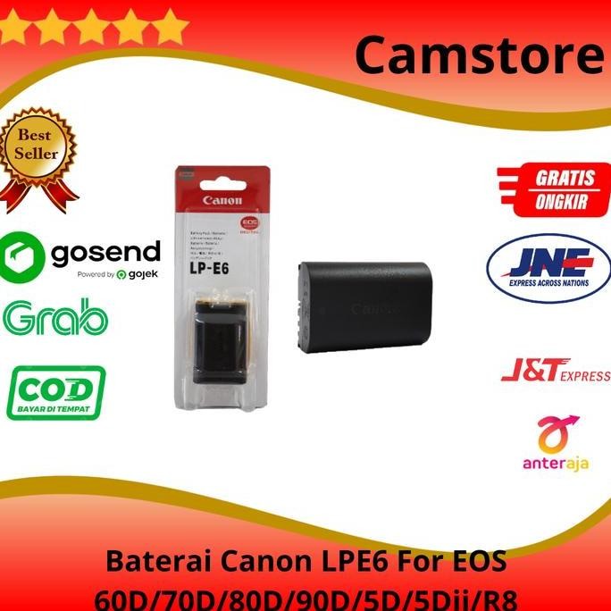 TERBARU - Baterai Battery Canon LPE6/LP-E6 FOr EOS 60D/70D/5Dii/5Diii/7D/90D/80D