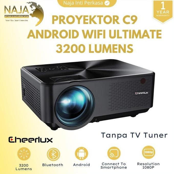 Mini Proyektor Cheerlux C9 Android WiFi TV Tuner LED Projektor
