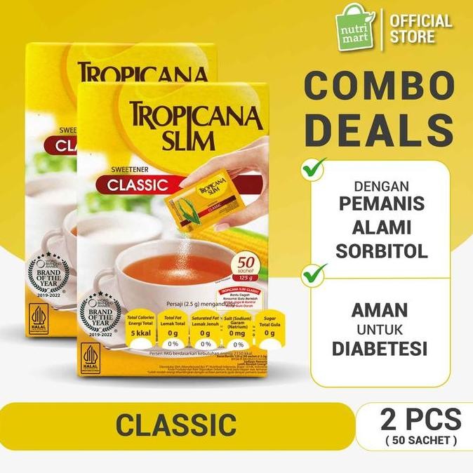 

Twin Pack: Tropicana Slim Classic 50 Sch - Pengganti Gula