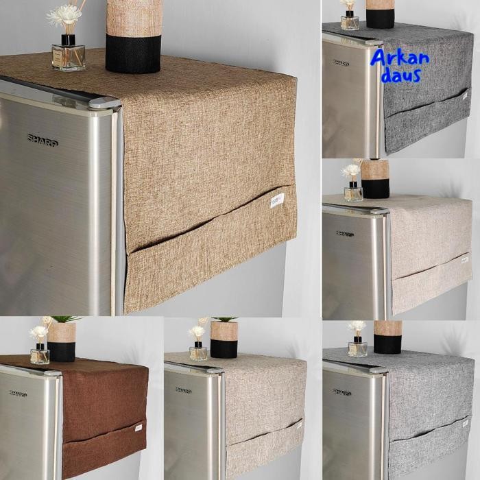 et-98 Oz67 PJJ-1621 TUTUP KULKAS DENIM POLOS  /TUTUP KULKAS KAIN AESTHETIC / COVER KULKAS MINIMALIS 