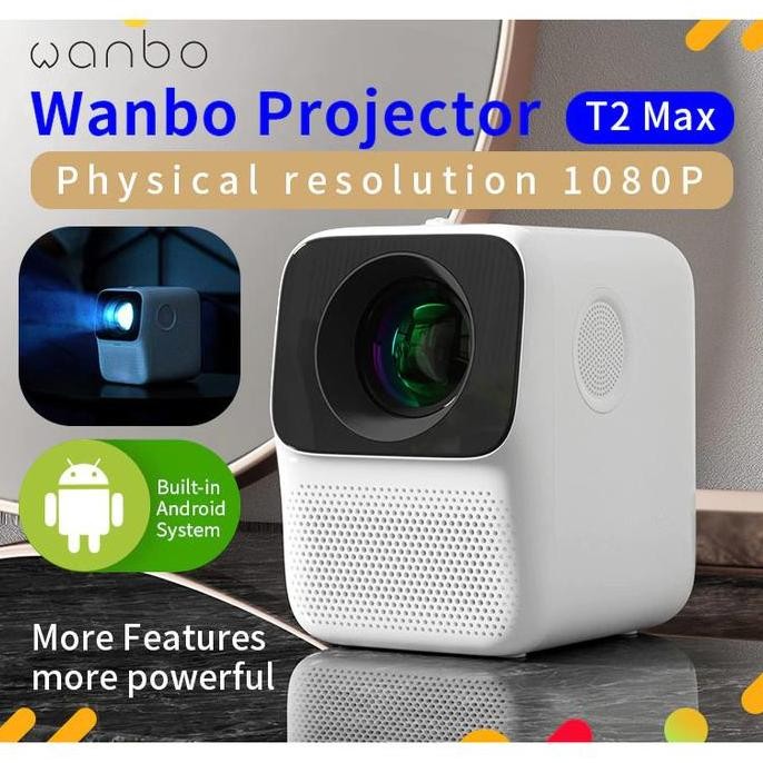 Wanbo T2 Max Proyektor Mini Portable Android 1080P 5000 Lumens - White