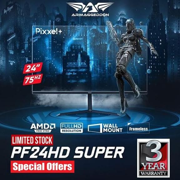 NEW Armaggeddon Gaming Monitor Pixxel+ Pro PF24HD SLIM 24 Inch 75Hz AHVA
