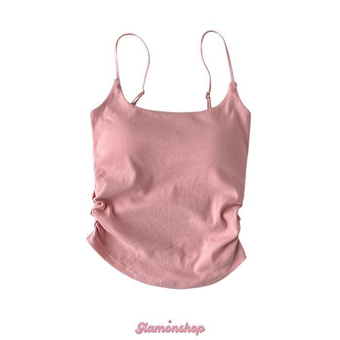 Glamonshop Br474 Tanktop Bra With Cup Bh Singlet Polos Atasan Wanita Croptop  Katun Cewek Panjang