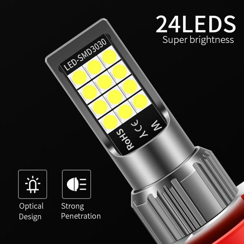 Fog Lamp Mobil Led Lampu Kabut Super Terang H11 12-36V 3 Warna Putih + Kuning + Biru Lampu Halogen H