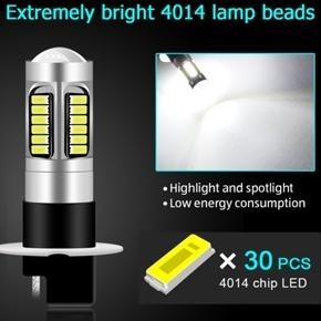 2 Buah Lampu 30 LED Putih H3 untuk Fog lamp Mobil Lampu Depan 12V Anti Kabut Untuk Mobil Kuning PUIT