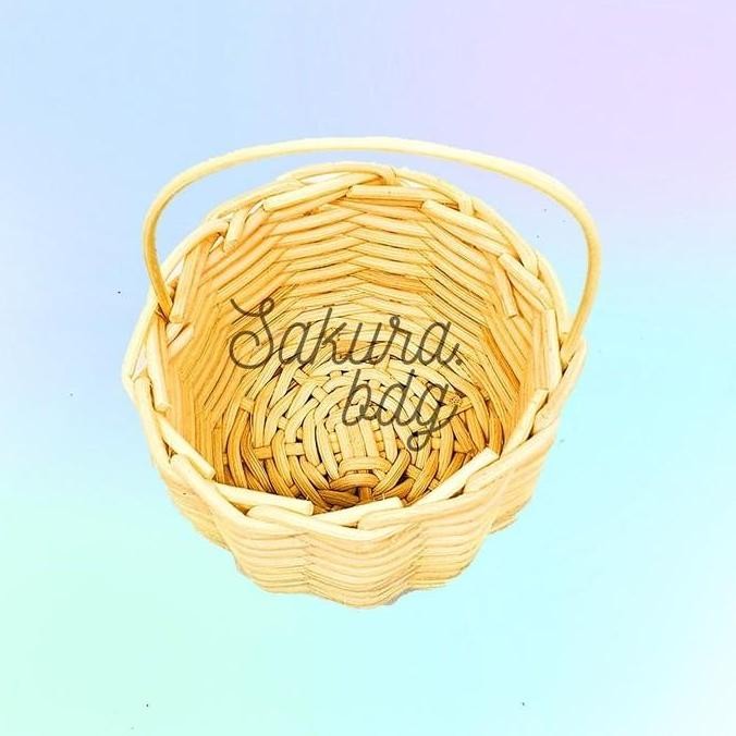 (Good) [K52S] Keranjang rotan kecil imut 9x6 cm telur parcel snack buah