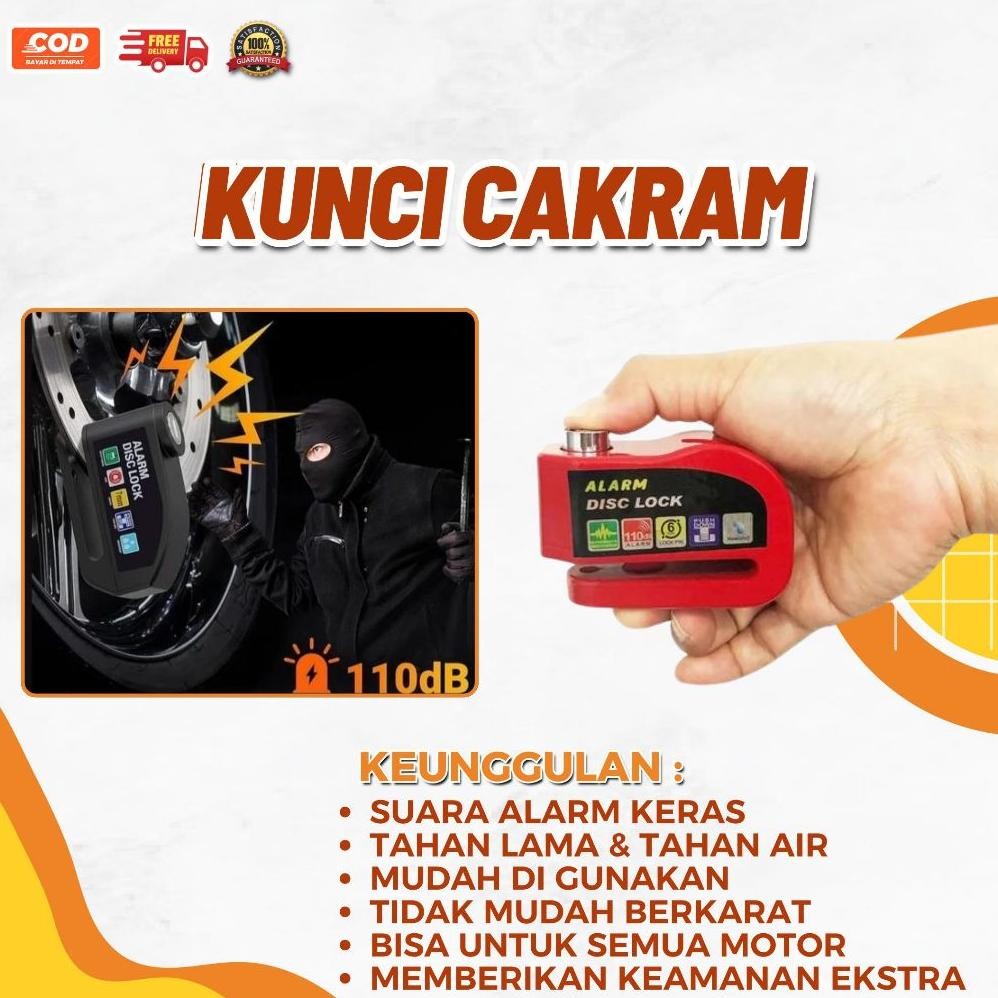 Gembok Cakram Alarm Anti Maling - Disc Lock Kunci Alarm Gembok Motor - Kunci Cakram Sepeda Motor Coc