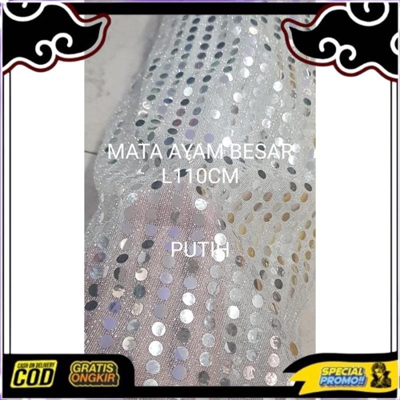 Siap Dikirim Kain Mata Ikan Payet Besar Bahan Decor Panggung / Mata Ayam Besar Lebar 110Cm / Confett