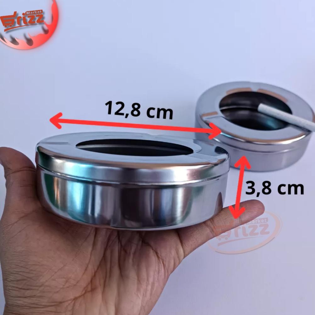 Yh-0613 Asbak Stainless Tahan Angin Dengan Penutup,Ukuran Paling Besar | Asbak Seng Bulat Tutup Stai