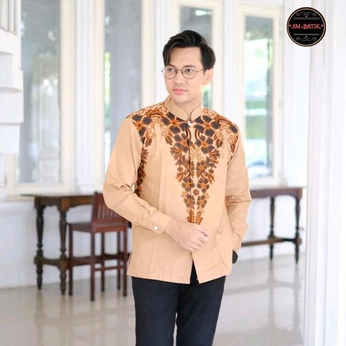 (Good) EKSKLUSIF Baju BATIK Kerah KOKO Pria TERBARU Hem Atasan Kemeja Baju Batik Pria Cowok Laki Lak