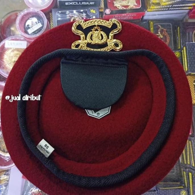 baret merah camel + emblem reserse/densus reskrim mika exclusive