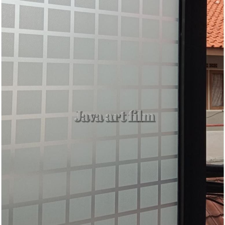 ACH - Sticker kaca jendela motif kotak natt dofstiker kaca motif kotak putih susu