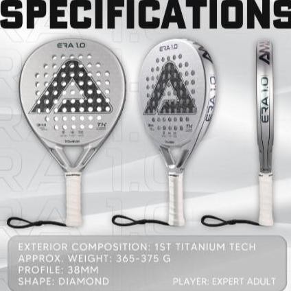 Raket Padel AMASPORT ERA 1.0 TITANIUM Original 18K Carbon, Power Rebound CS