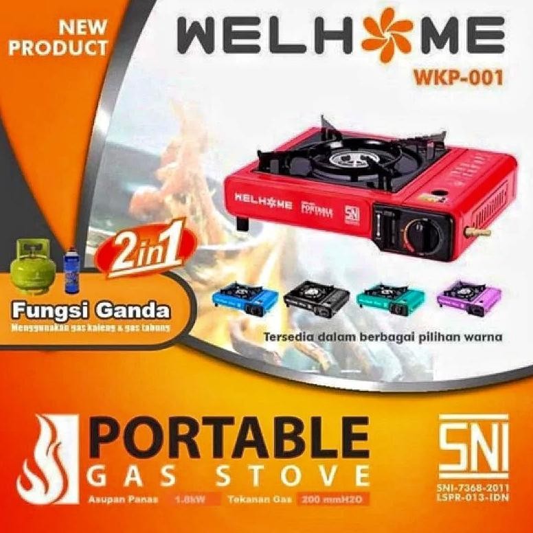 Kompor Gas Portable 2in1( Bisa Gas Kaleng & Gas Tabung 3 Kg )  Welhome / MyvoKompor Portable WKP-001