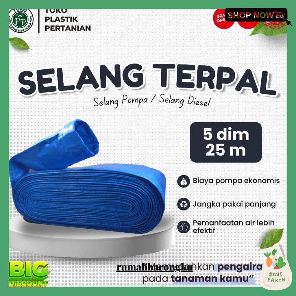 Selang Terpal Plastik 5 Dim 25Cm Panjang 25 Meter - Selang Diesel Cod