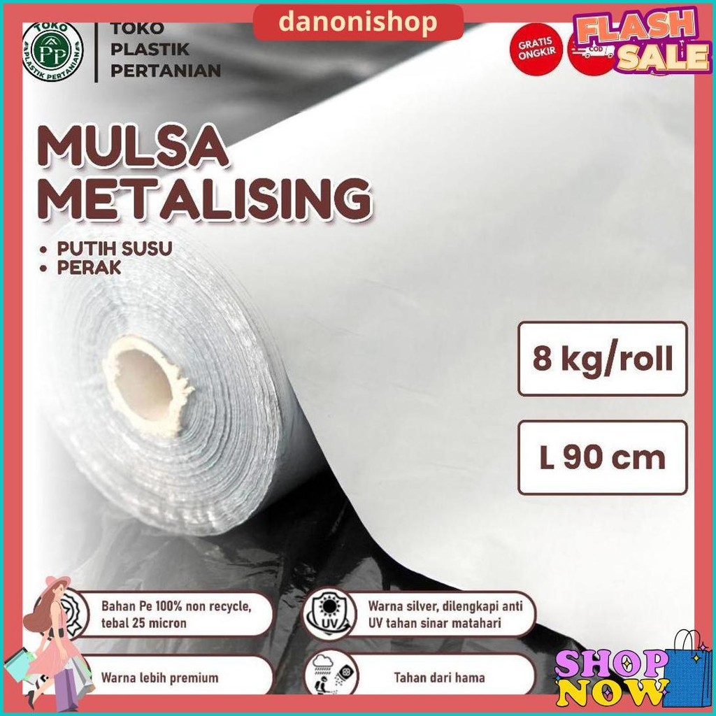 Plastik Mulsa Perak 1 Roll 8 Kg Mulsa Grenjeng Lebar 90 Cm Terlaris