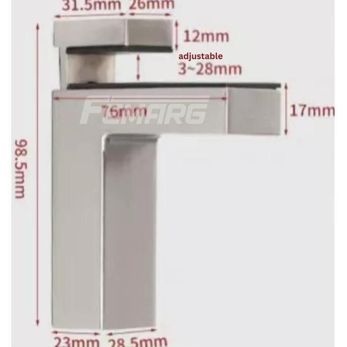PENAHAN / PENJEPIT KACA WASTAFEL /RAK FELTERRE PENAHAN RAK ADJUSTABLE murah