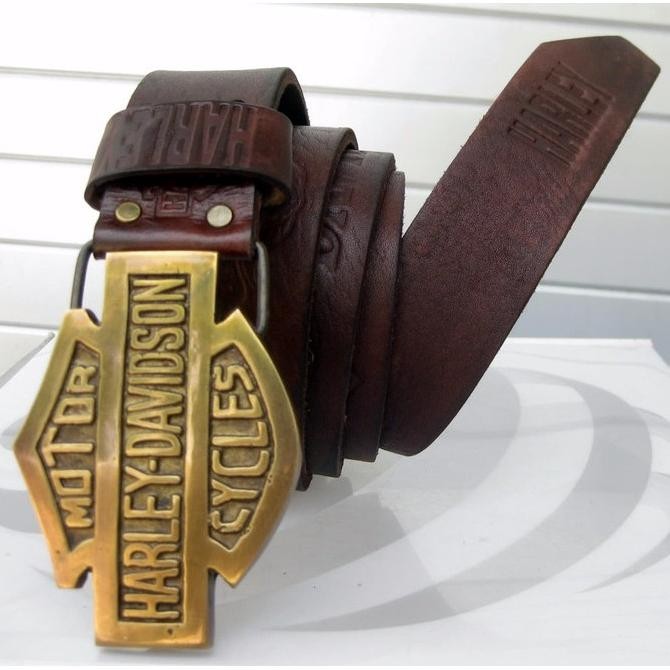 Sabuk Kulit Asli 100% Satu Lapis Tebal Kokoh Harley Davidson