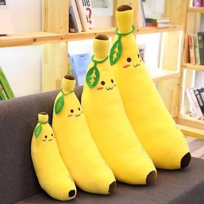 DE47 - Boneka Pisang Bordir Boneka Plush Model Pisang Banana Jumbo Ukuran M/L/XL Bahan Lembut Halus 