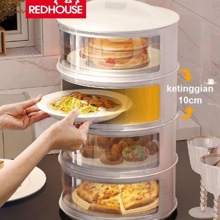 Tudung Saji Rak Piring Susun Plastik Red House Warna Susun 5 Susun 4 Susun 3 Penyimpanan Makanan