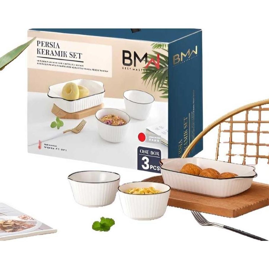 Set Mangkok Piring / Mangkok Piring Keramik / set 3pcs dan 5pcs